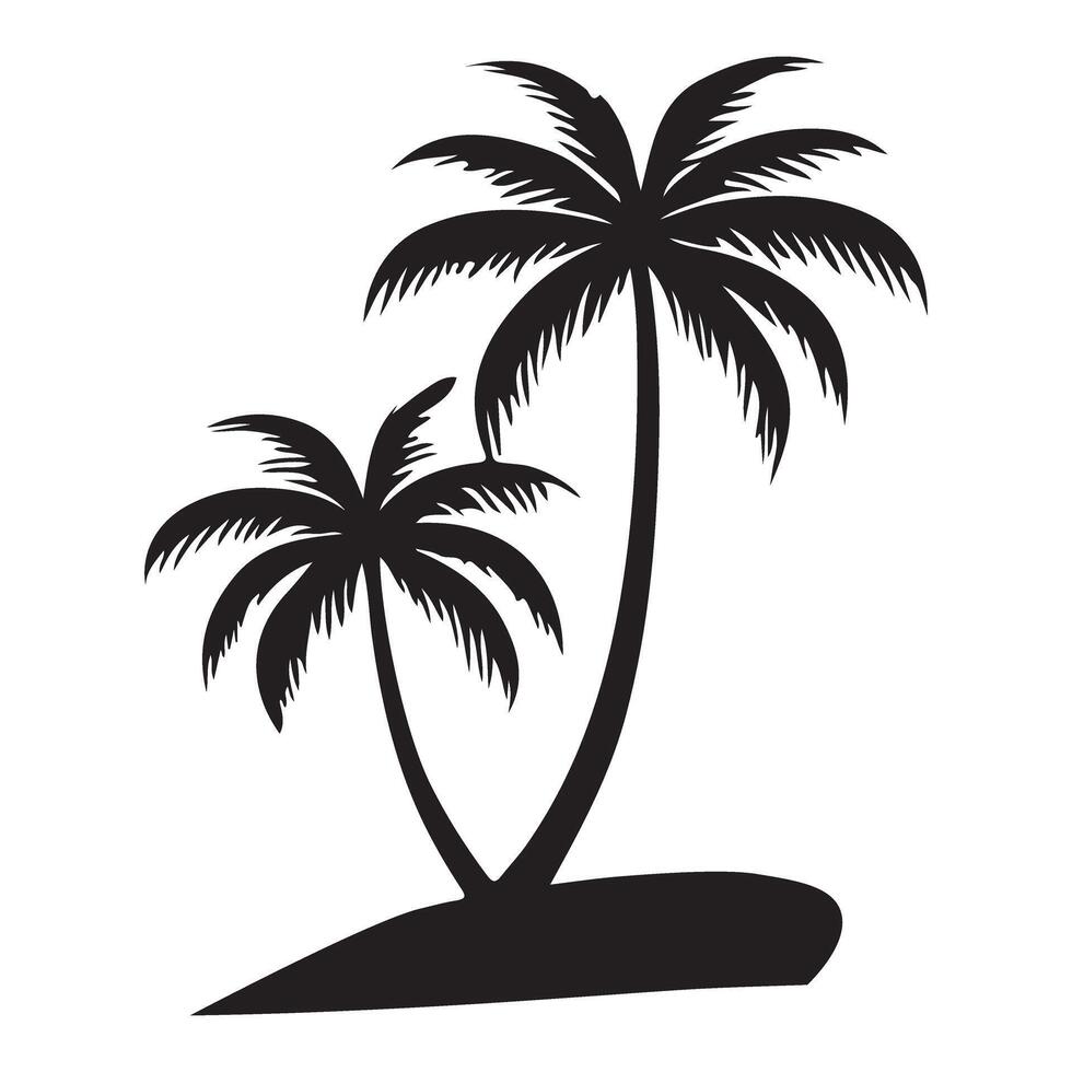 Tropical Paradise Silhouette Palm Trees on an Island vector