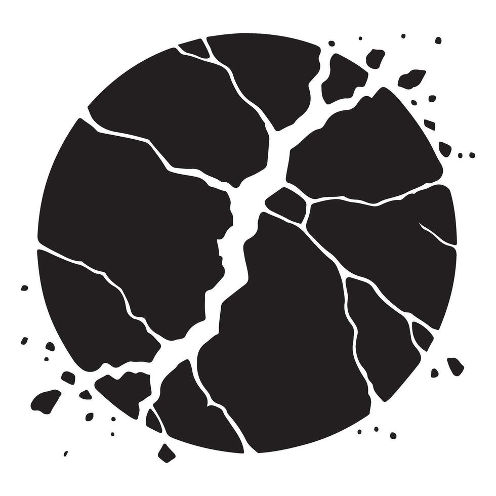 Black Silhouette Illustration of a Crumbling Circle vector