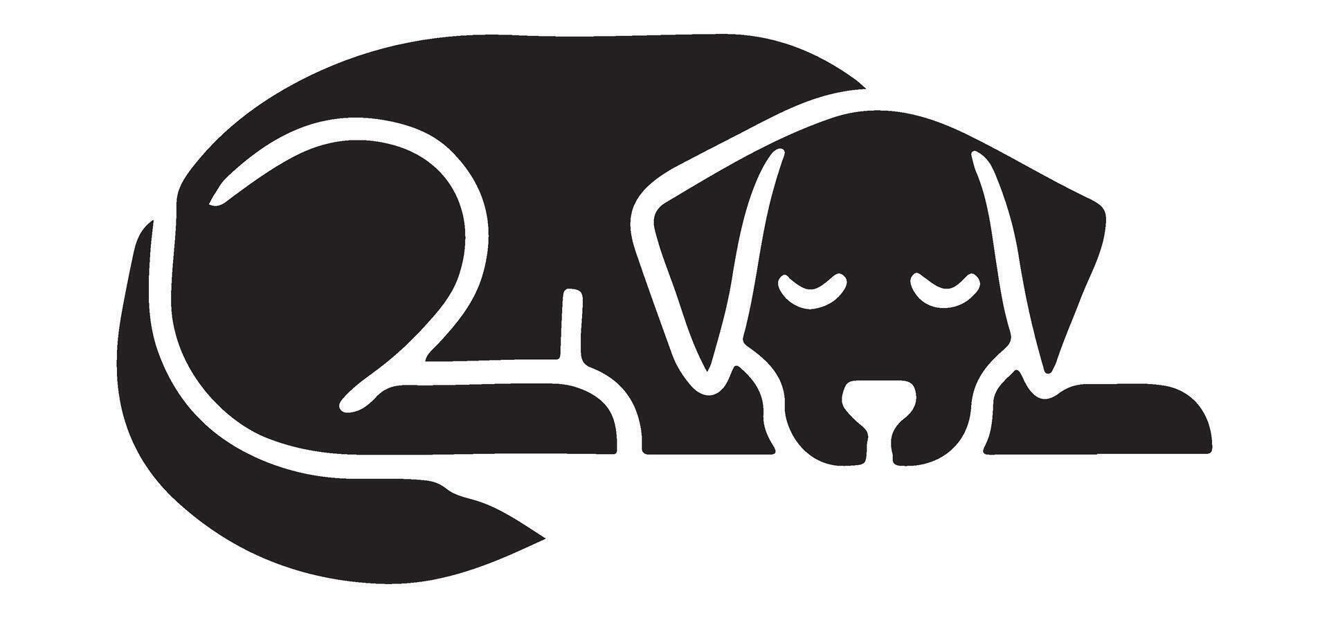 Sleeping Dog Silhouette Logo Design vector
