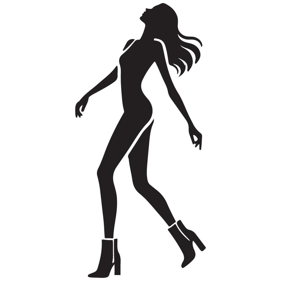 Woman Walking in Boots Silhouette Illustration vector