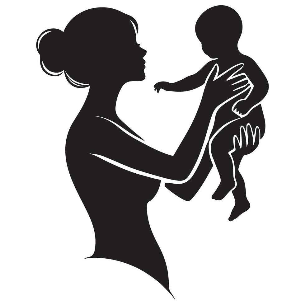 Mother and Baby Silhouette Illustration vector