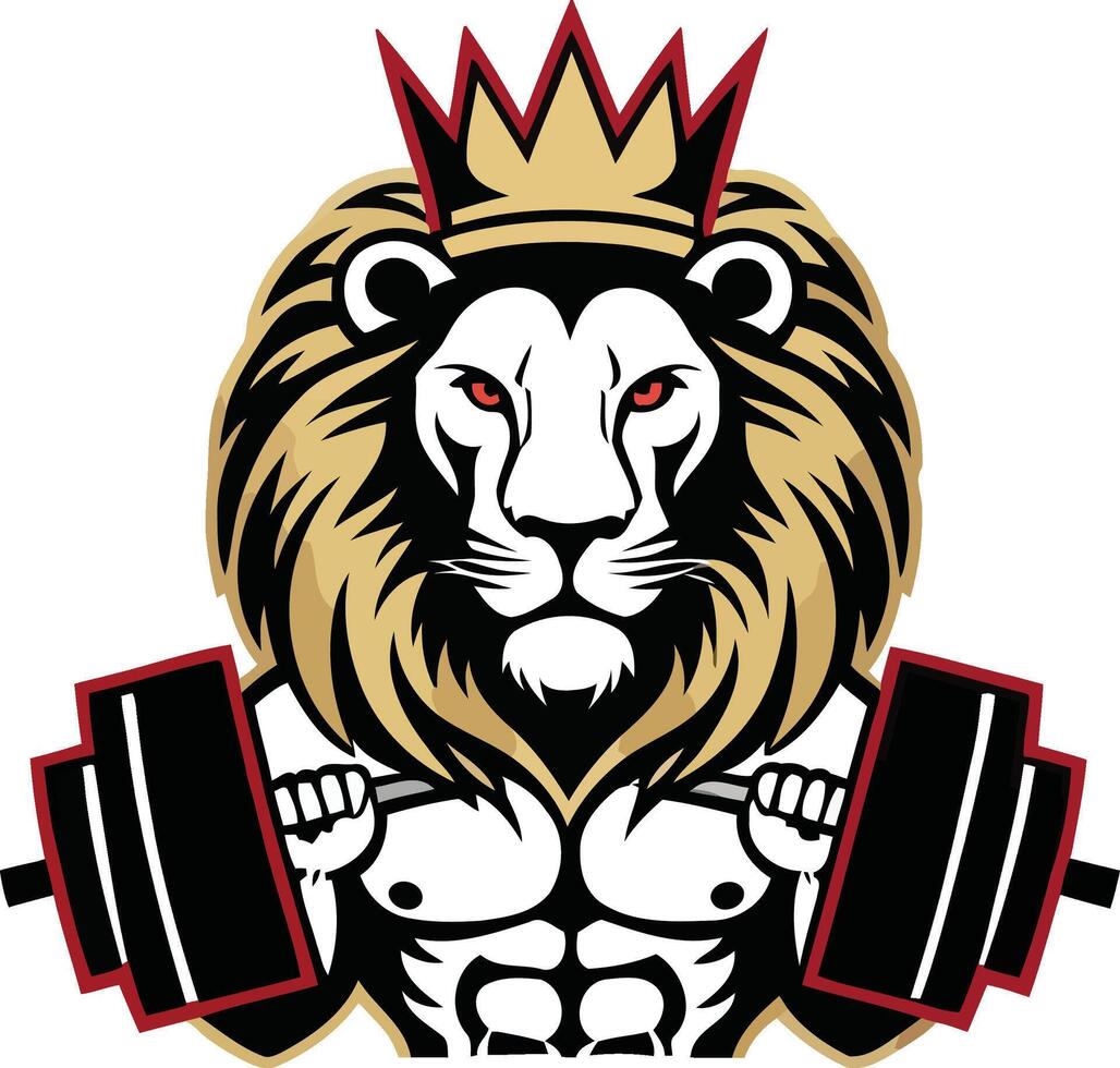 Powerful Royal Lion Fitness Logo Strength And Determination vector
