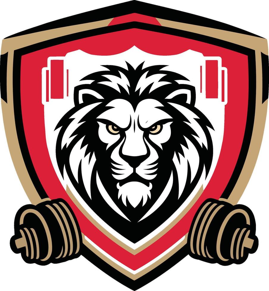 Fierce And Motivational Royal Lion Logo for Gyms vector