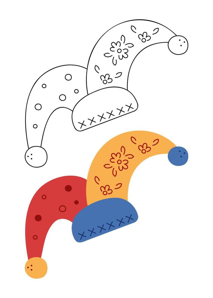 Two buffoon hats. Hand drawn clip art for your project. vector
