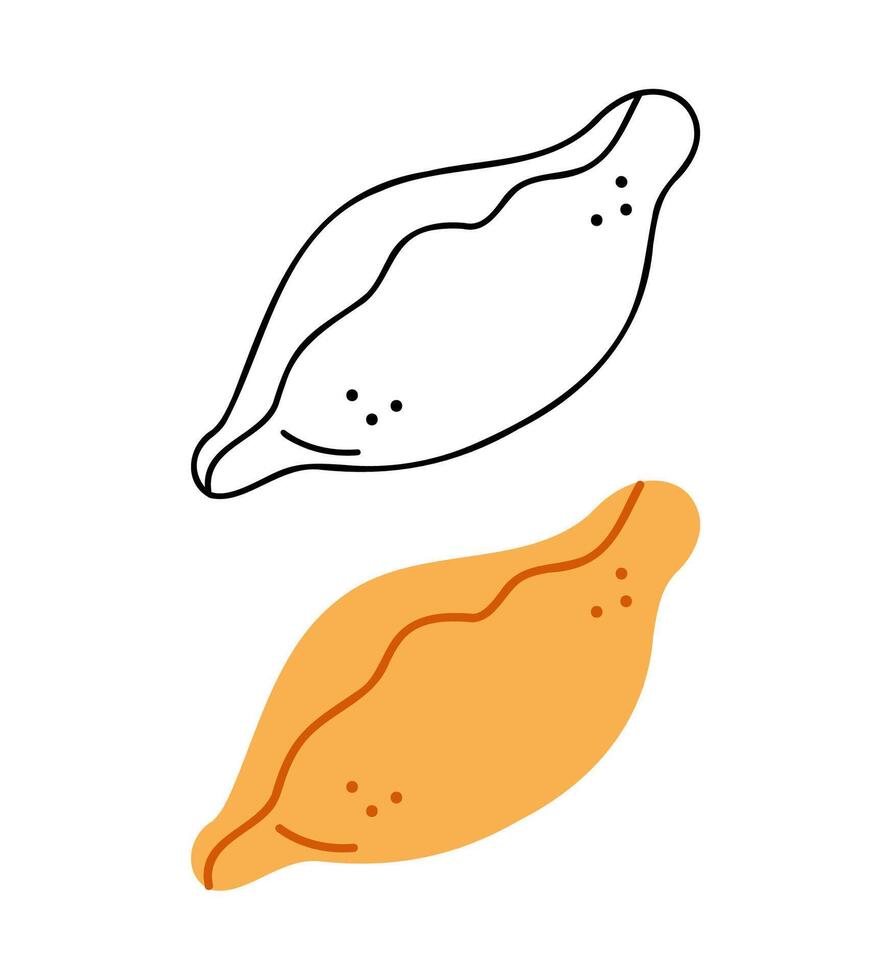 Two oval pies. Hand drawn clip art for your project. vector