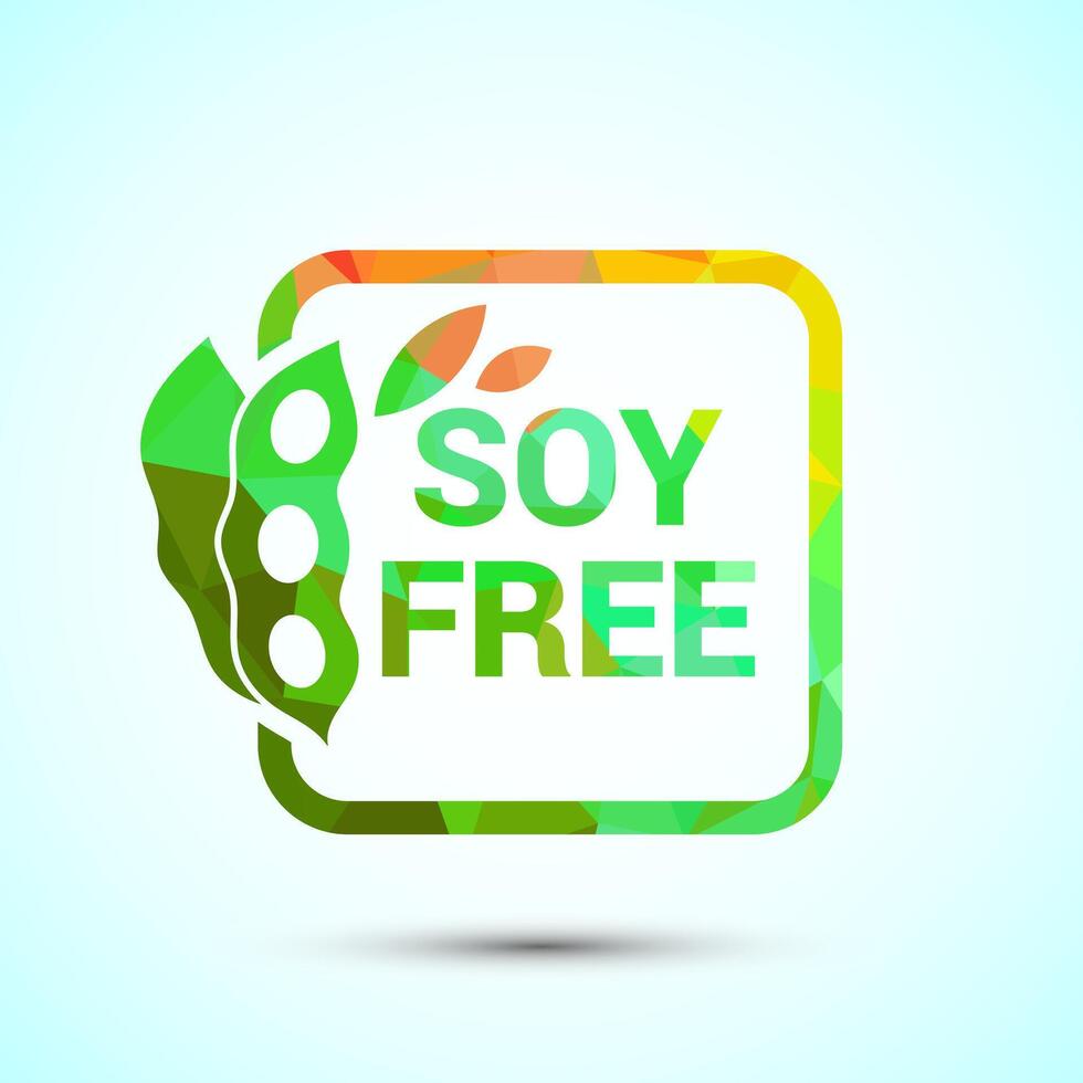 Soy or soya free icon design. Soy allergen free product food sign, Low poly style vector