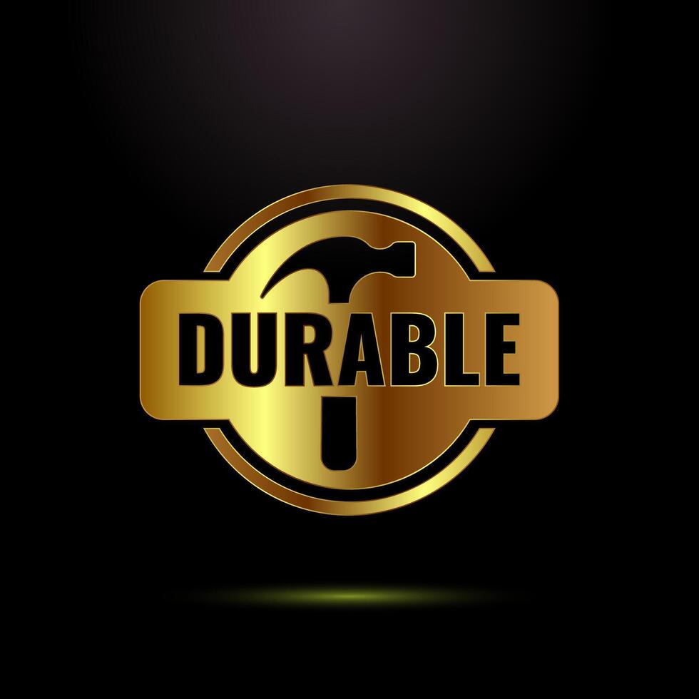 Durable icon design, Durable logo badge for product design element. Gold color style vector