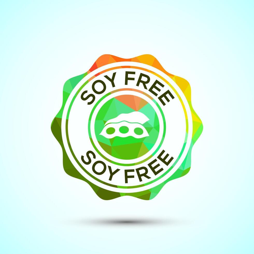 Soy or soya free icon. Soy allergen free product food sign, Low poly style vector