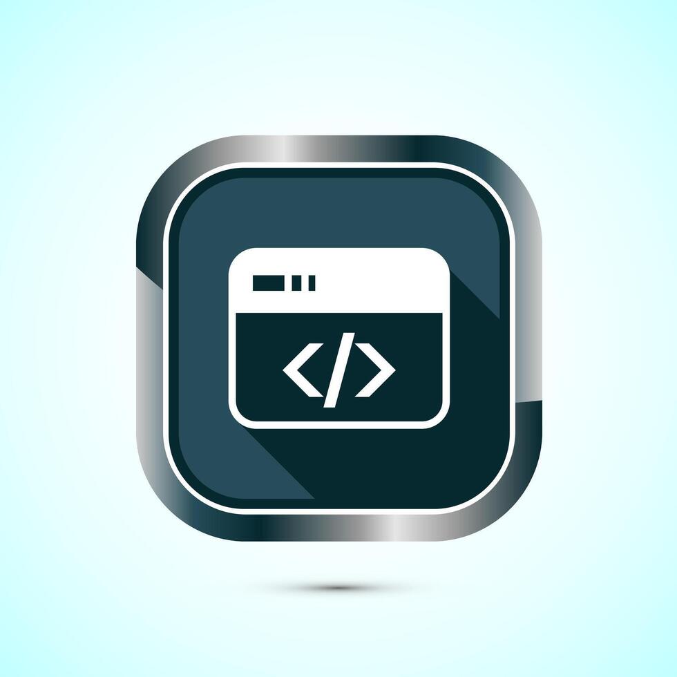 Coding icon design illustration, Web development icon, Gray shadow button design vector