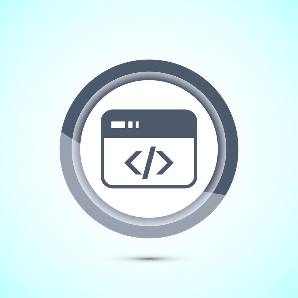 Coding icon design illustration, Web development icon, Gray color button design vector
