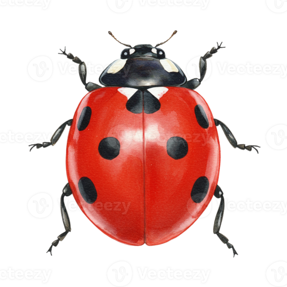 Ladybug on a transparent background nature illustration macro view colorful insect art for kids png