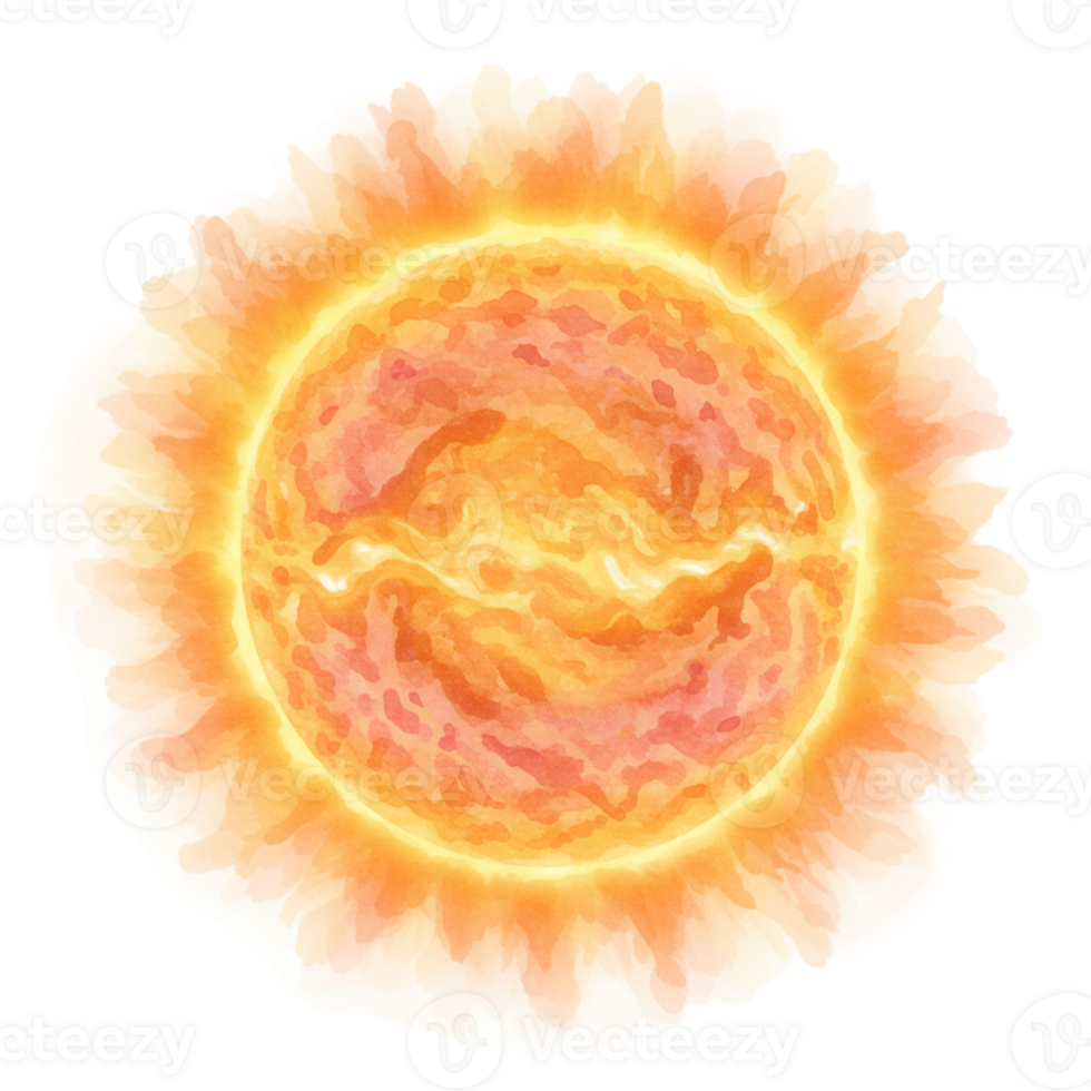 Vibrant sun illustration on transparent background nature graphic design artistic style digital art bright colors png
