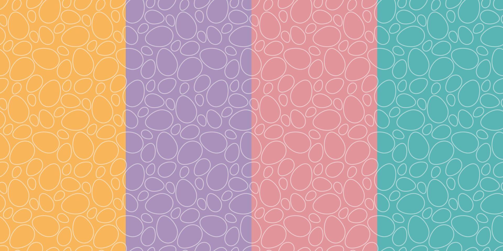Set of 4 patterns of different colors with egg outlines vector