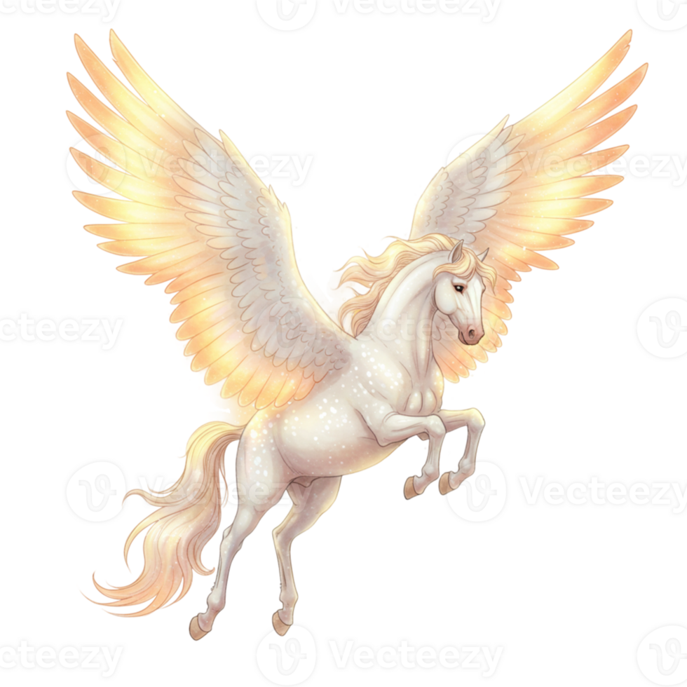Majestic winged unicorn on transparent background fantasy art dreamlike atmosphere enchanted realm png