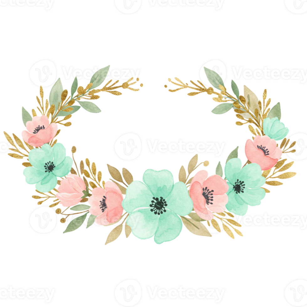 Delicate floral wreath design transparent background digital artwork elegant aesthetic soft colors nature inspiration png