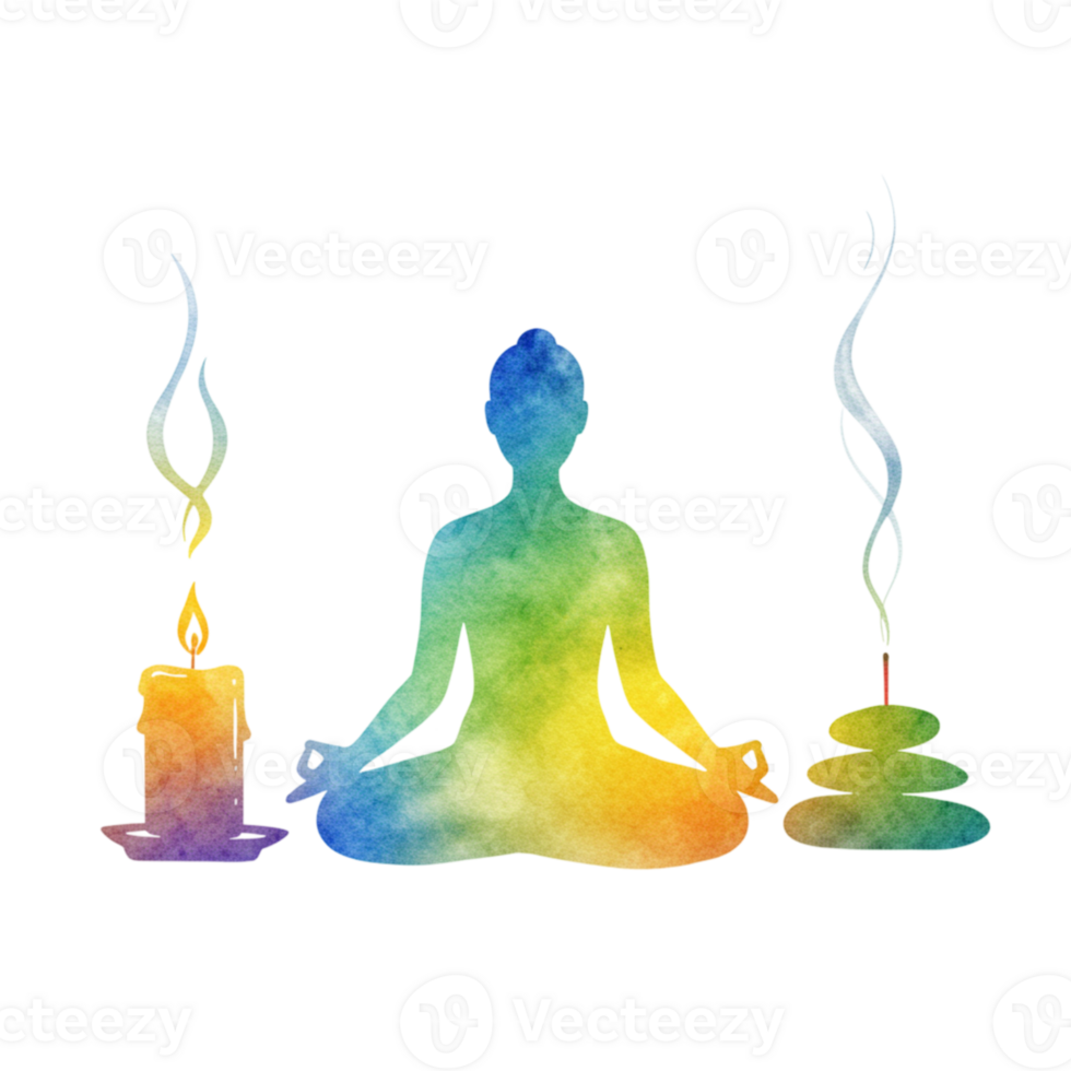 Meditation and mindfulness practices tranquil space graphic illustration colorful smoke transparent background peaceful vibes png