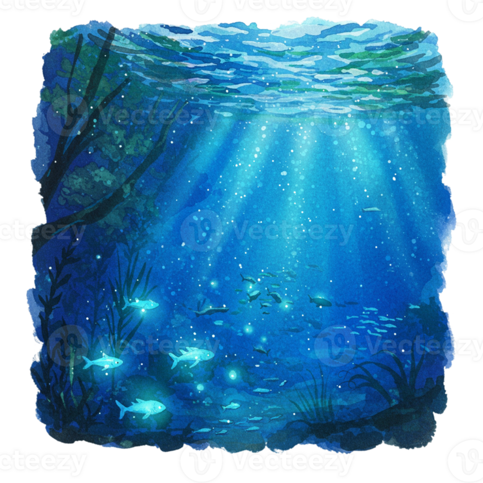 Beneath ocean waves exploring underwater life transparent background nature marine environment aerial view serenity png