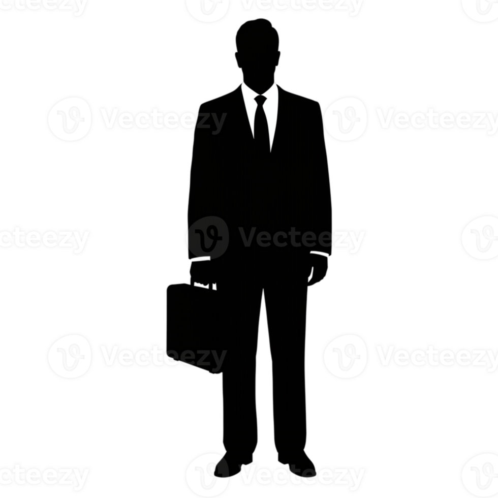 Businessman silhouette on transparent background in corporate setting professionalism cityscape minimalist viewpoint png