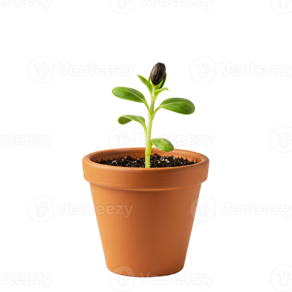 Growing green a seedling emerges from soil in a pot indoor space nature photography close-up plant development png