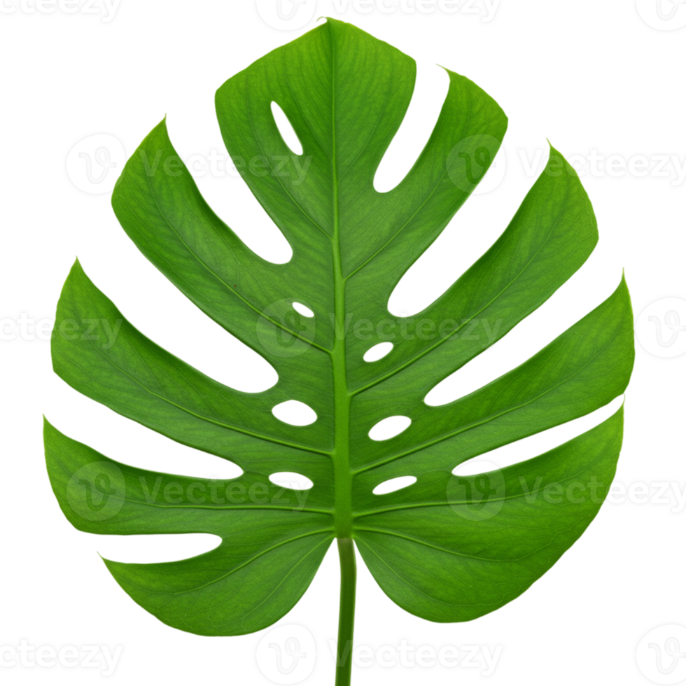Vibrant green monstera leaf close-up studio environment botanical photography nature macro view tropical concept png