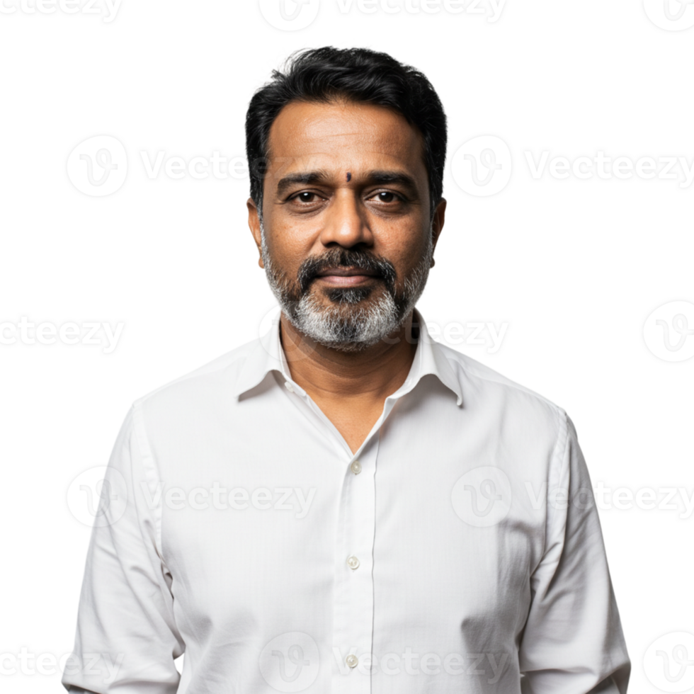 Professional business portrait of a man in formal attire studio setting clear background focus on character and expression png