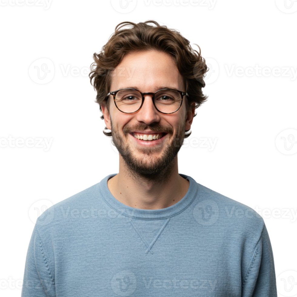 Smiling man portrait studio setting photography bright background close-up joyful expression png