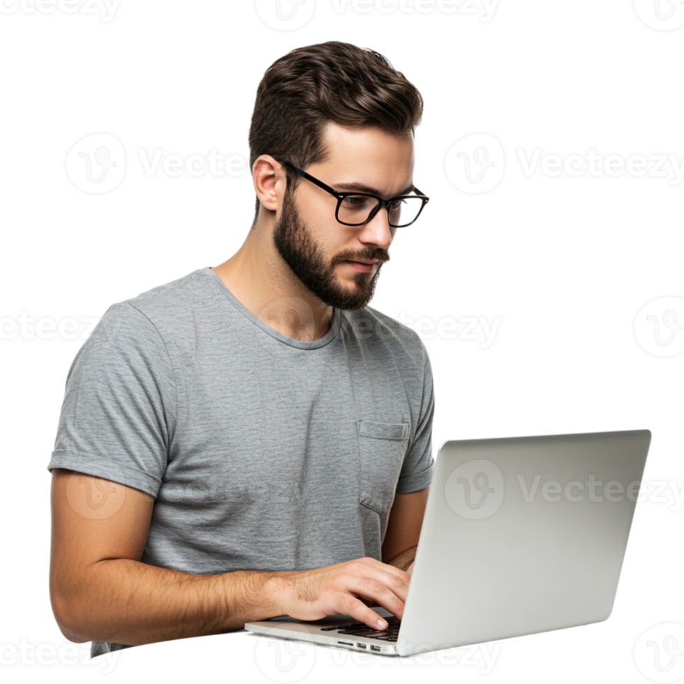 Tech enthusiast working on laptop home office lifestyle image modern environment close-up view productivity concept png