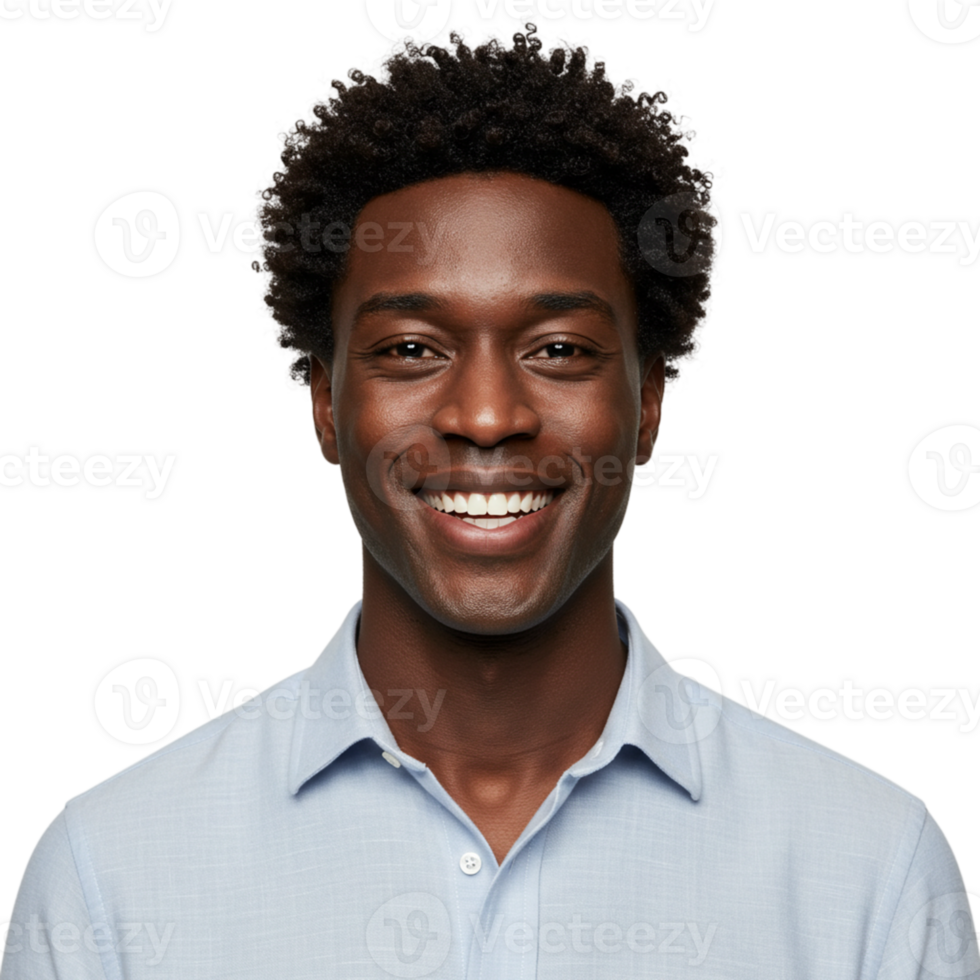 Smiling young man professional setting portrait photography indoor front view confidence and positivity png