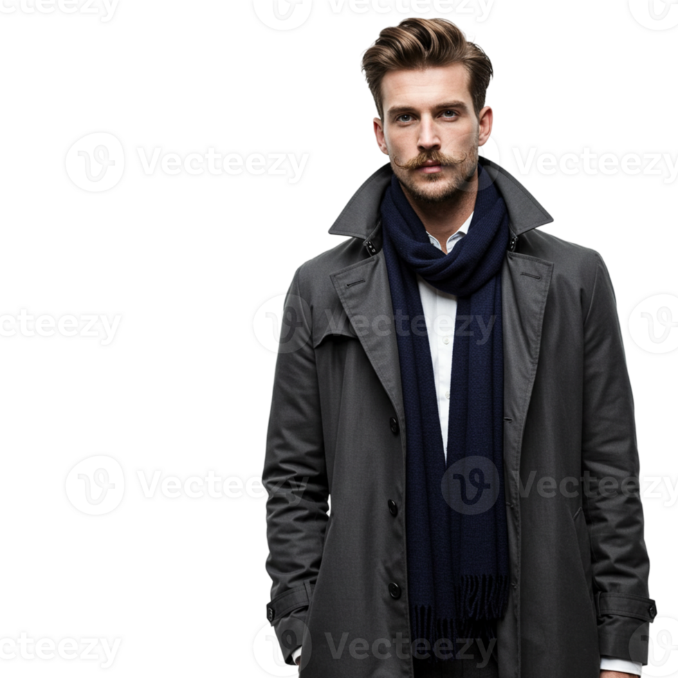 Fashionable male model posing outdoors in urban setting stylish clothing modern environment portrait view confidence and elegance png