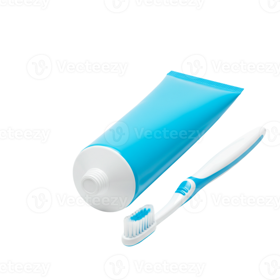 Daily oral hygiene routine toothbrush and toothpaste usage home bathroom product photography clean environment close-up perspective png