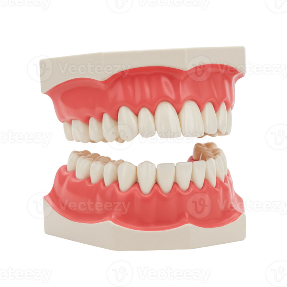 Dental model demonstrating human teeth anatomy laboratory educational tool clinical environment close-up view oral health concept png