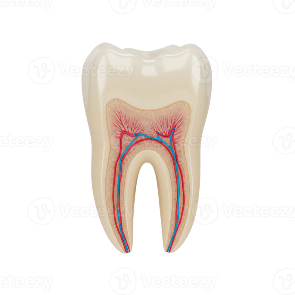 Dental anatomy model educational setting 3d tooth structure clinical environment close-up view anatomy concept for learning png