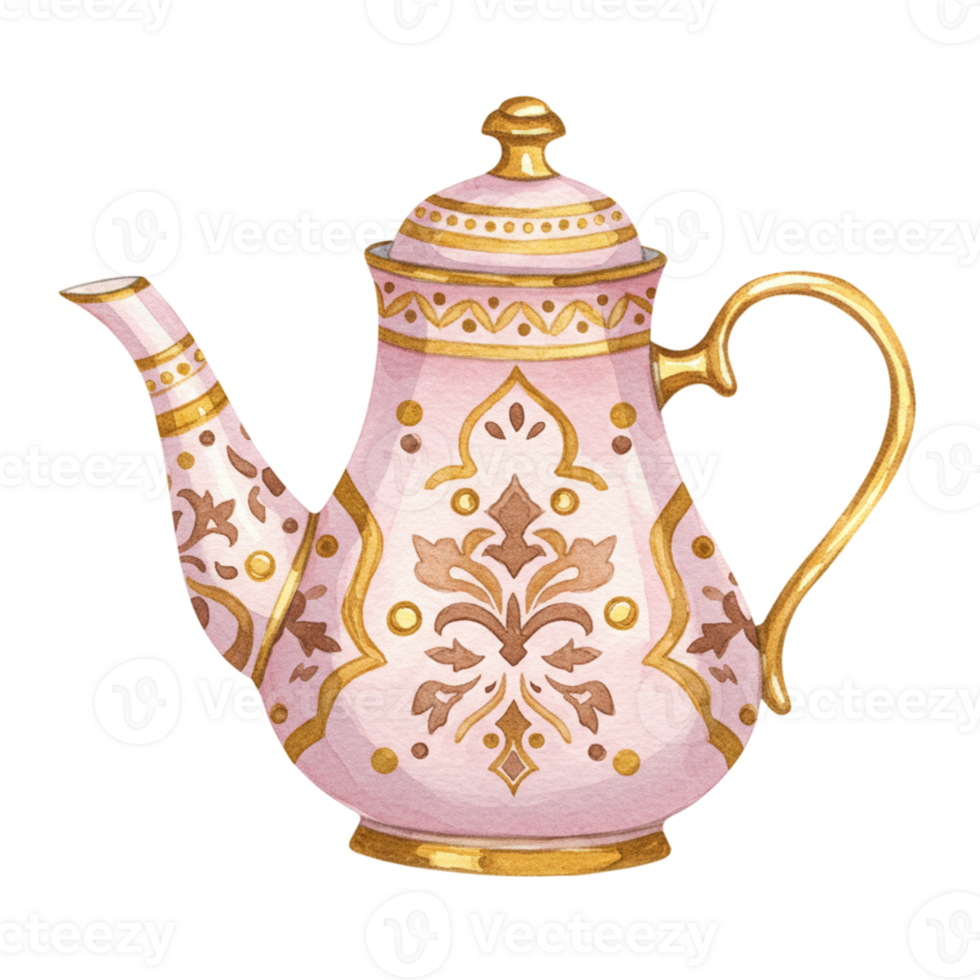 Elegant pink teapot design art studio digital illustration creative environment close-up view vintage aesthetic png
