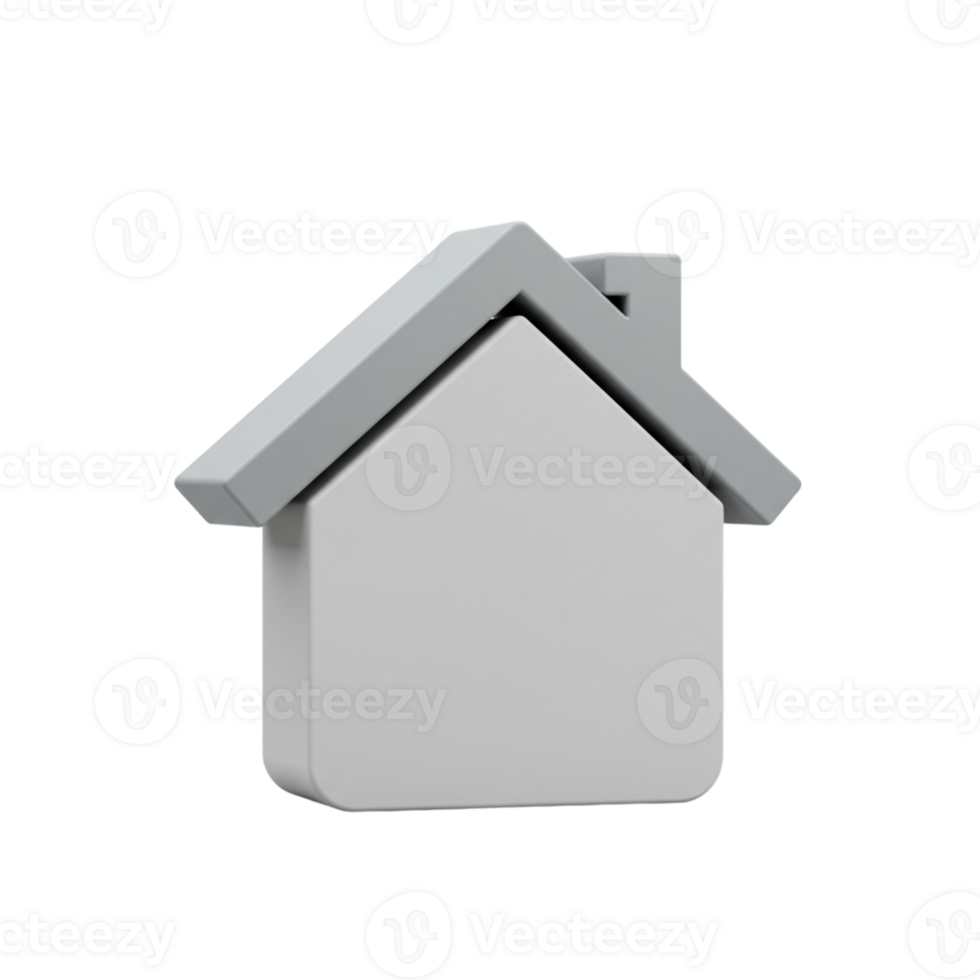 Modern house icon digital design minimalistic style clean aesthetic 3d view home representation for user interfaces png