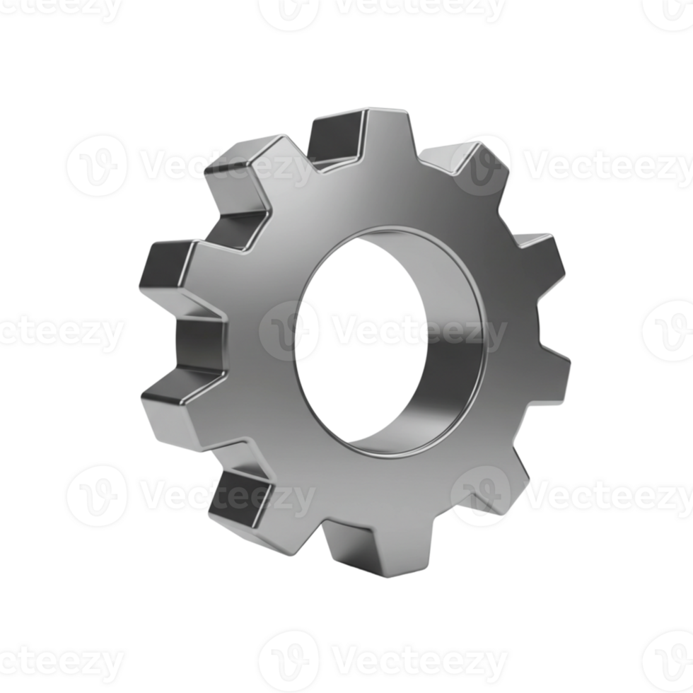 Gear mechanism in industrial setting technology 3d render modern environment close-up view machinery concept png