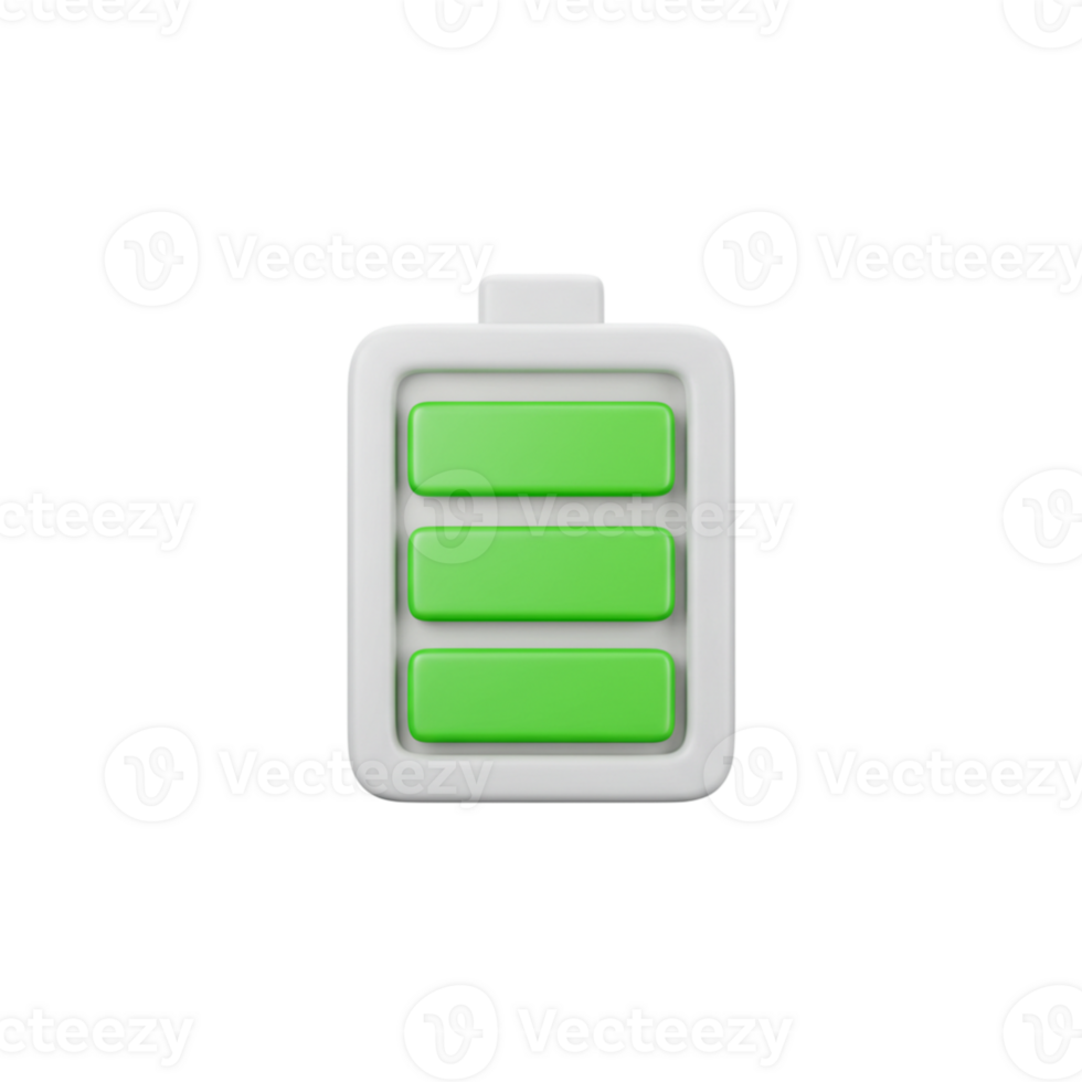 Battery icon showing full charge digital device graphic representation minimalist style close-up view energy concept png