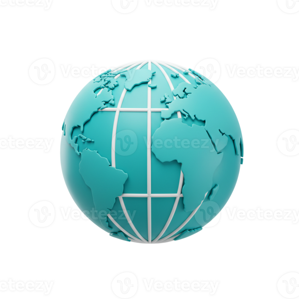 Global connectivity concept digital world 3d render educational environment aerial view geography and technology impact png