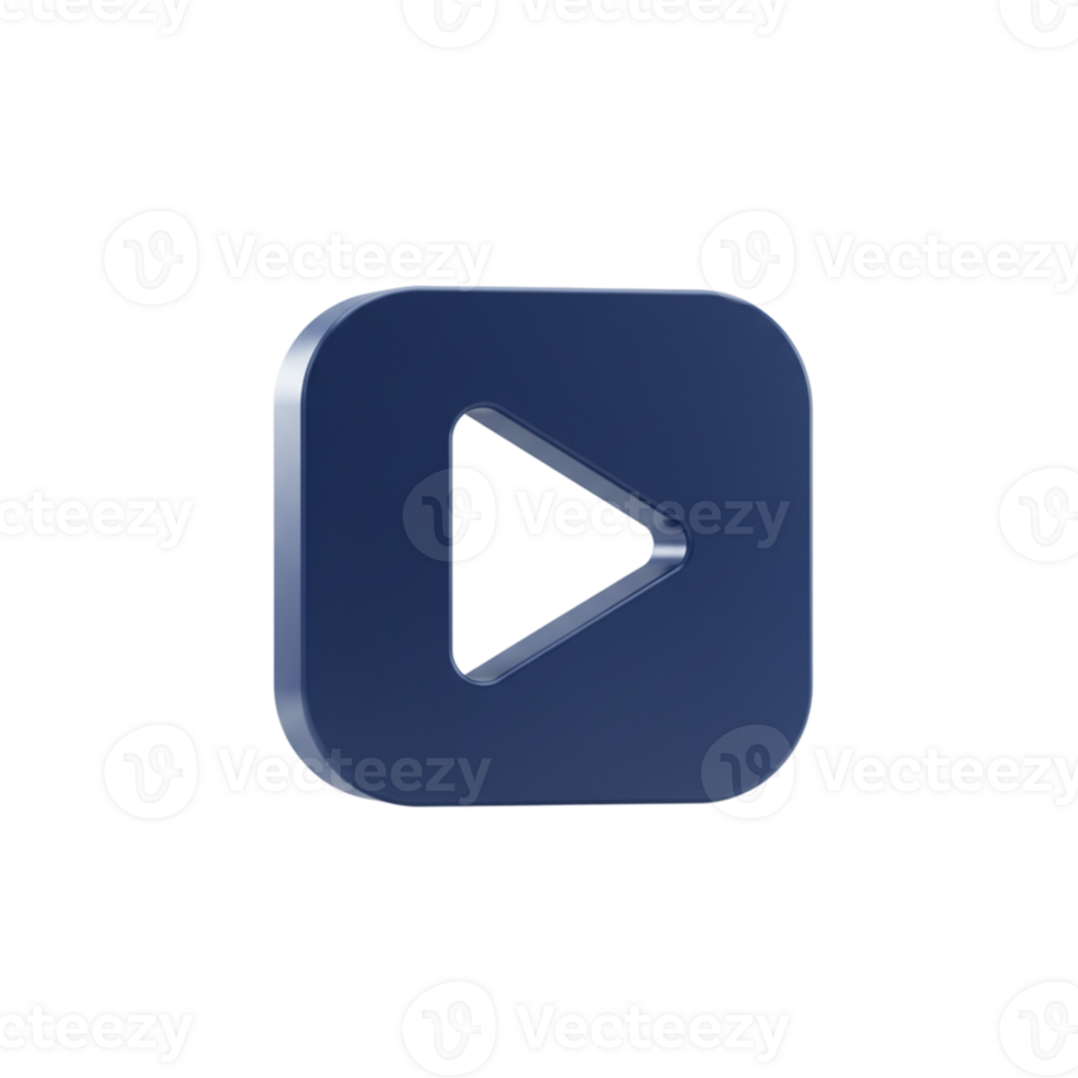 Interactive play button icon design digital media graphic element modern environment front view multimedia concept png