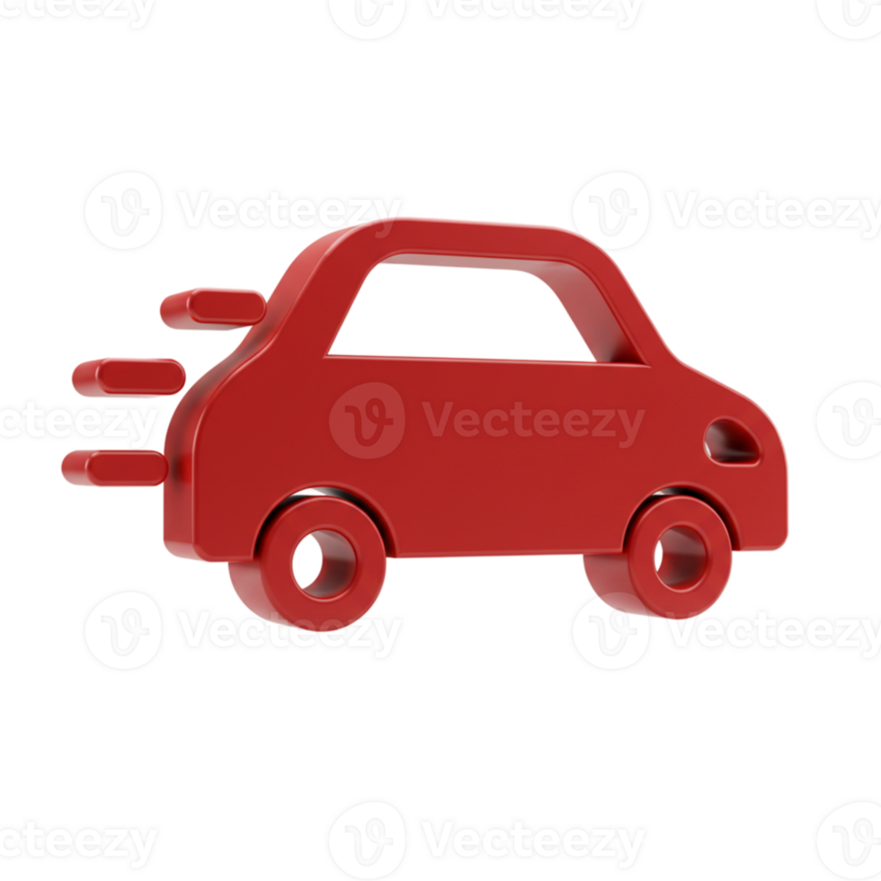 Dynamic red car icon illustrating speed and innovation in digital art minimalist design contemporary setting abstract perspective png