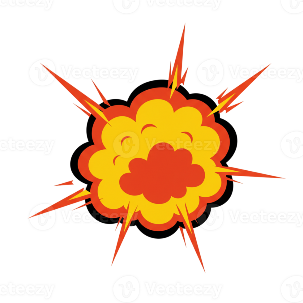 Explosive action scene urban environment graphic design vibrant colors dynamic viewpoint cartoon style for impact png
