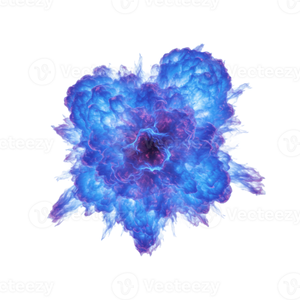 Explosive blue smoke burst digital art creation abstract cosmic scene high angle stunning visuals for creative projects png