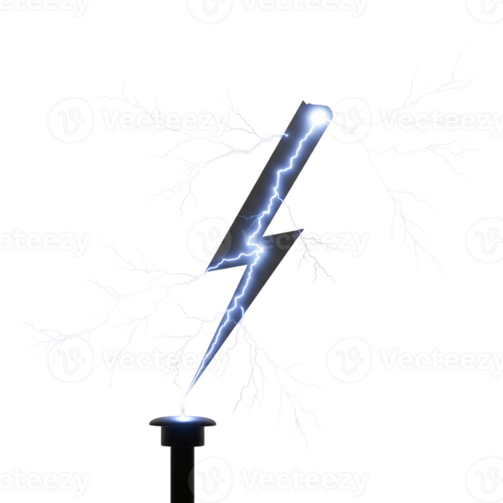 Electric bolt striking power line urban setting action imagery dynamic environment close-up view energy concept png