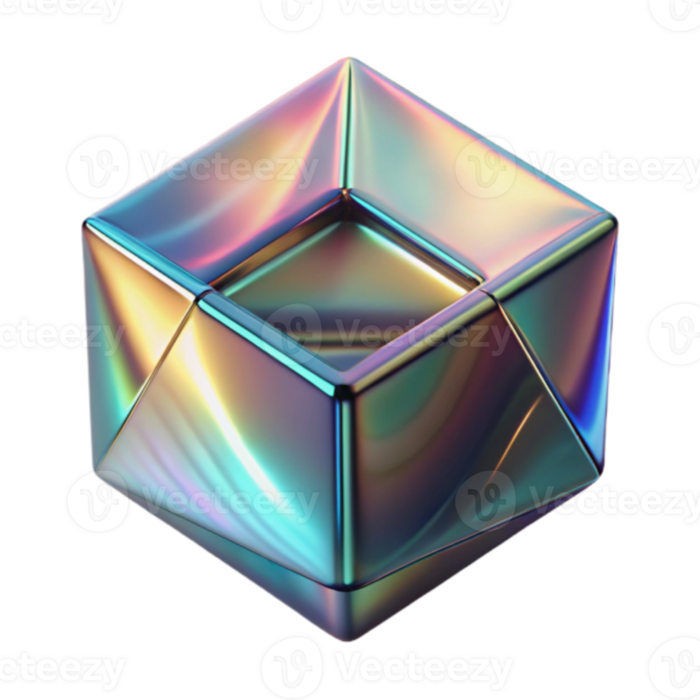 Iridescent Cube Render Abstract Background Image png