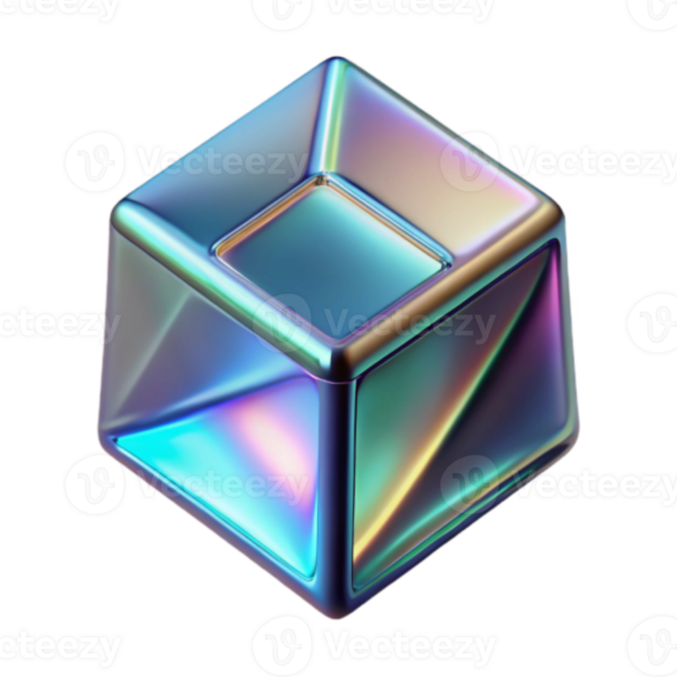 Iridescent Cube Render Abstract Background png