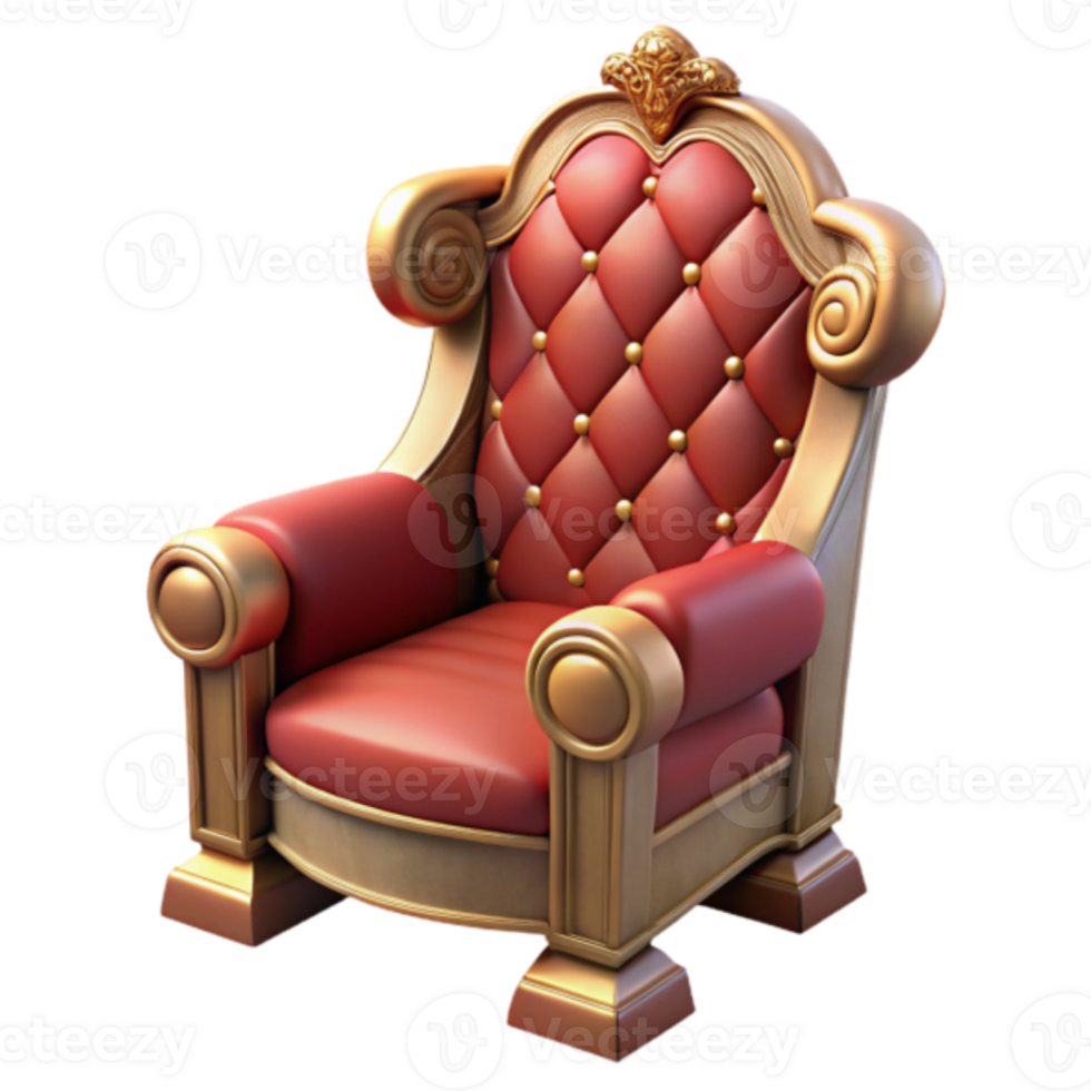 Royal Red and Gold Throne Chair Render png