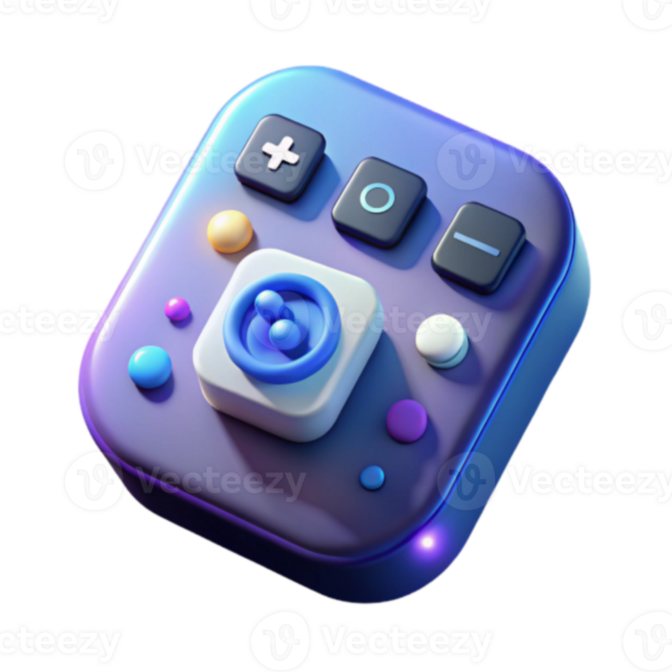 Render of a Futuristic Game Controller with Colorful Buttons and Joystick png