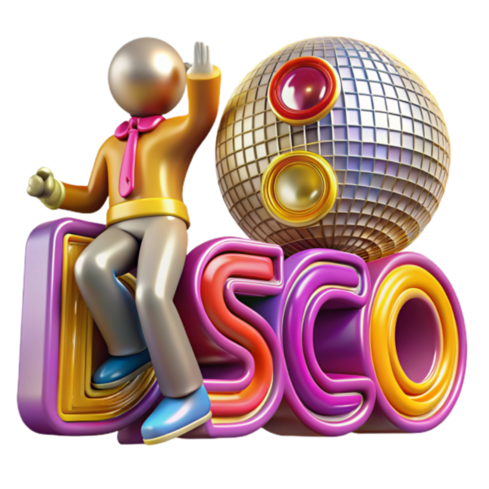 Disco Party Illustration Groovy Dancer with Mirror Ball png