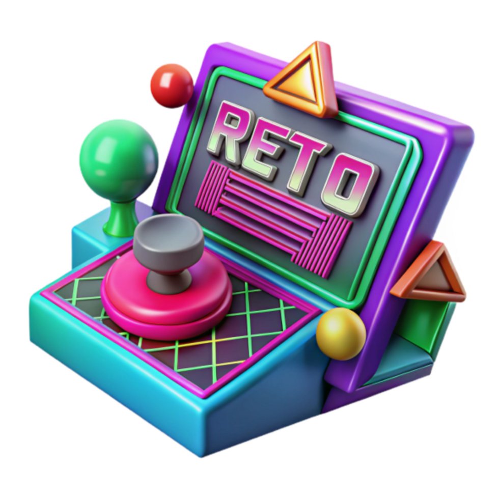 Retro Gaming Console Illustration Bright Colors Joystick Buttons png