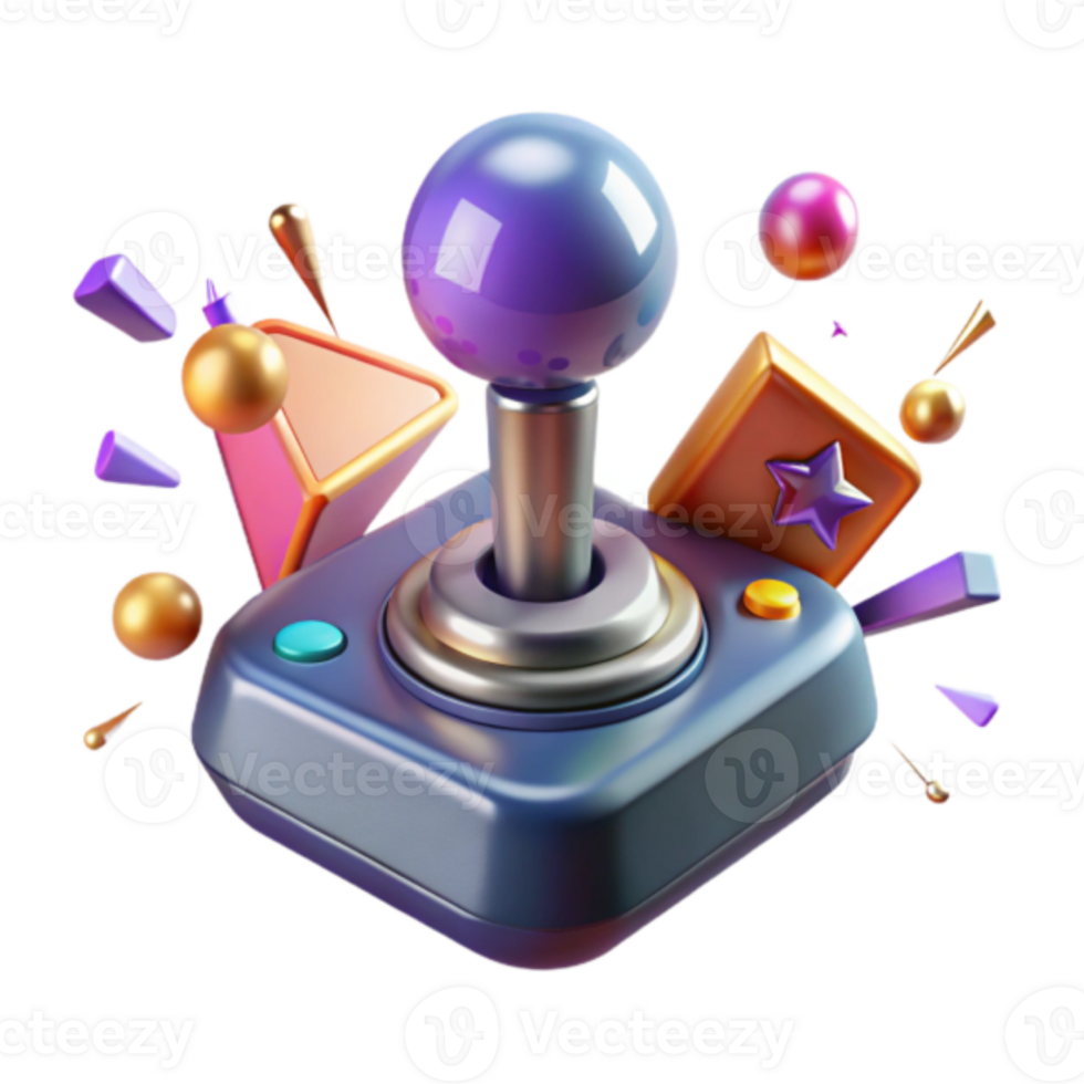 vibrante render do retro controle de video game com colorida geométrico elementos png