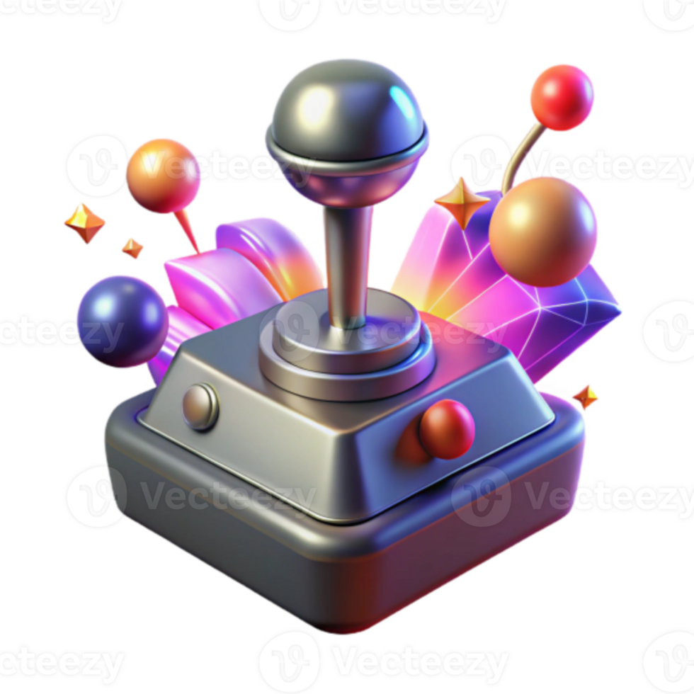 Vibrant Render of Retro Joystick with Abstract Background png